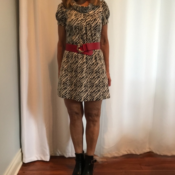 Calvin Klein Collection Dresses & Skirts - Calvin Klein Zebra Print Cowl Neck Swing Dress Size 6